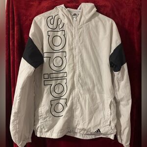 Ladies Adidas White and Black Windbreaker Jacket
